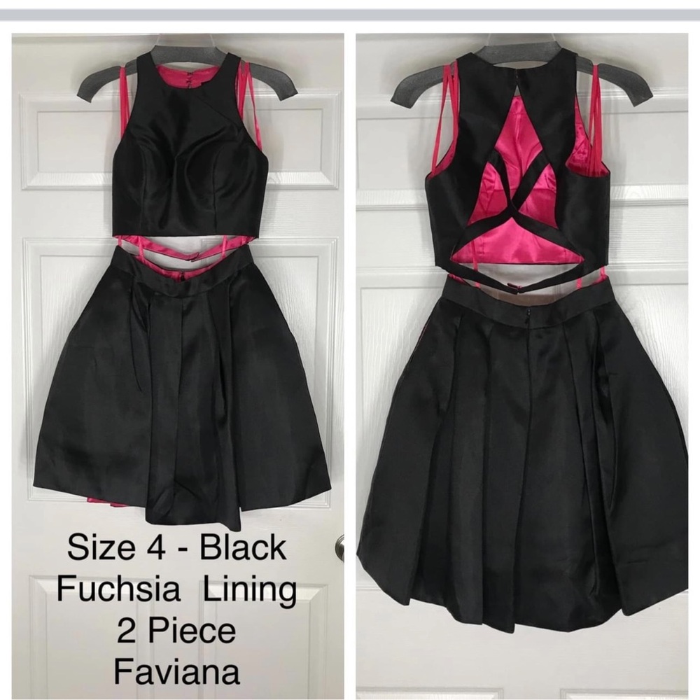 Faviana Black Two-Piece Cocktail, Pageant Appearance, Homecoming Dress